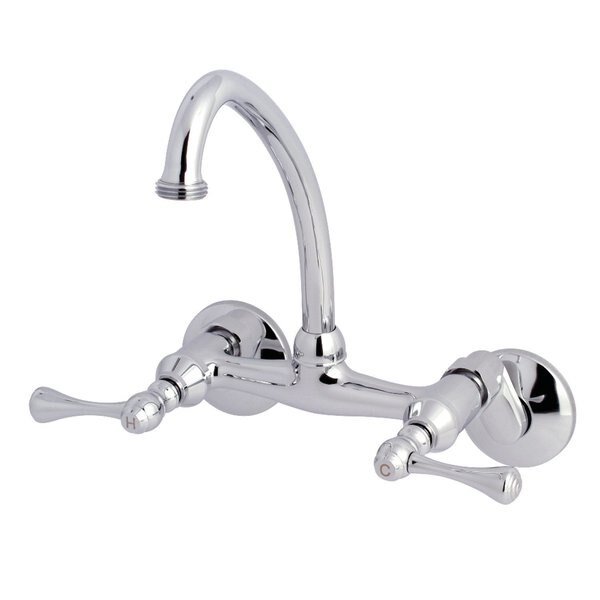 KS374C Kingston Two Handle Wall Mount Laundry Faucet, Polished Chrome, Kingston Brass, Mfr#: KS374C